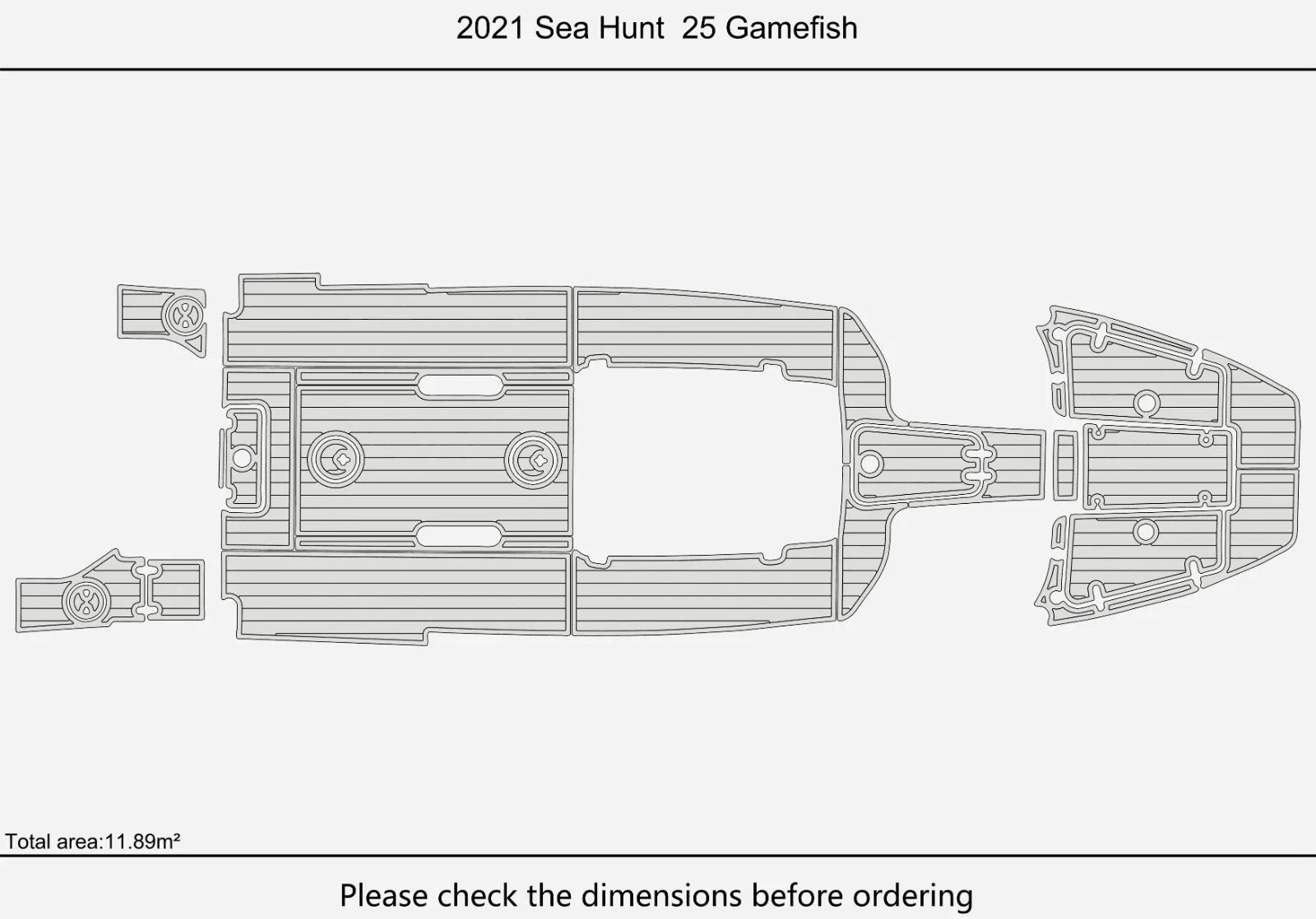EVA Foam Teak Deck Flooring Pads for Sea Hunt Gamefish 25 (2021)