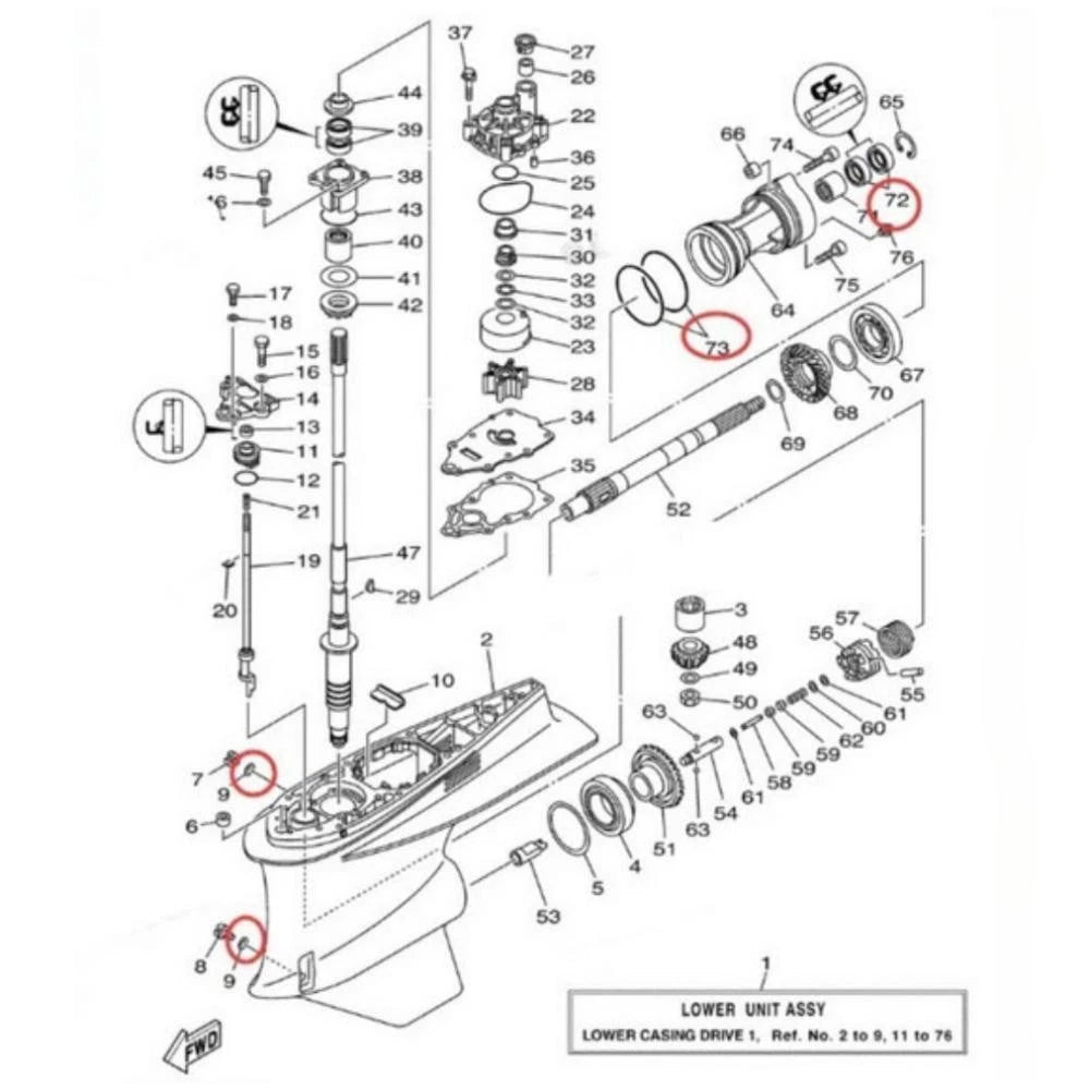Lower Gearcase Prop Shaft Oil Seal Kit for Yamaha Outboard VZ (200–300)