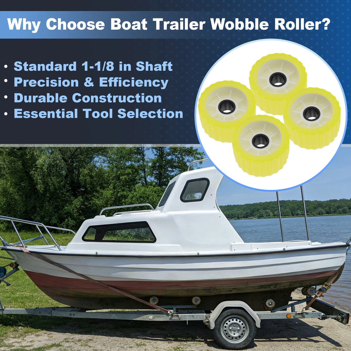 4 PCS Boat Trailer Wobble Roller 5x3 Inch for All Makes Models (2000–2020)