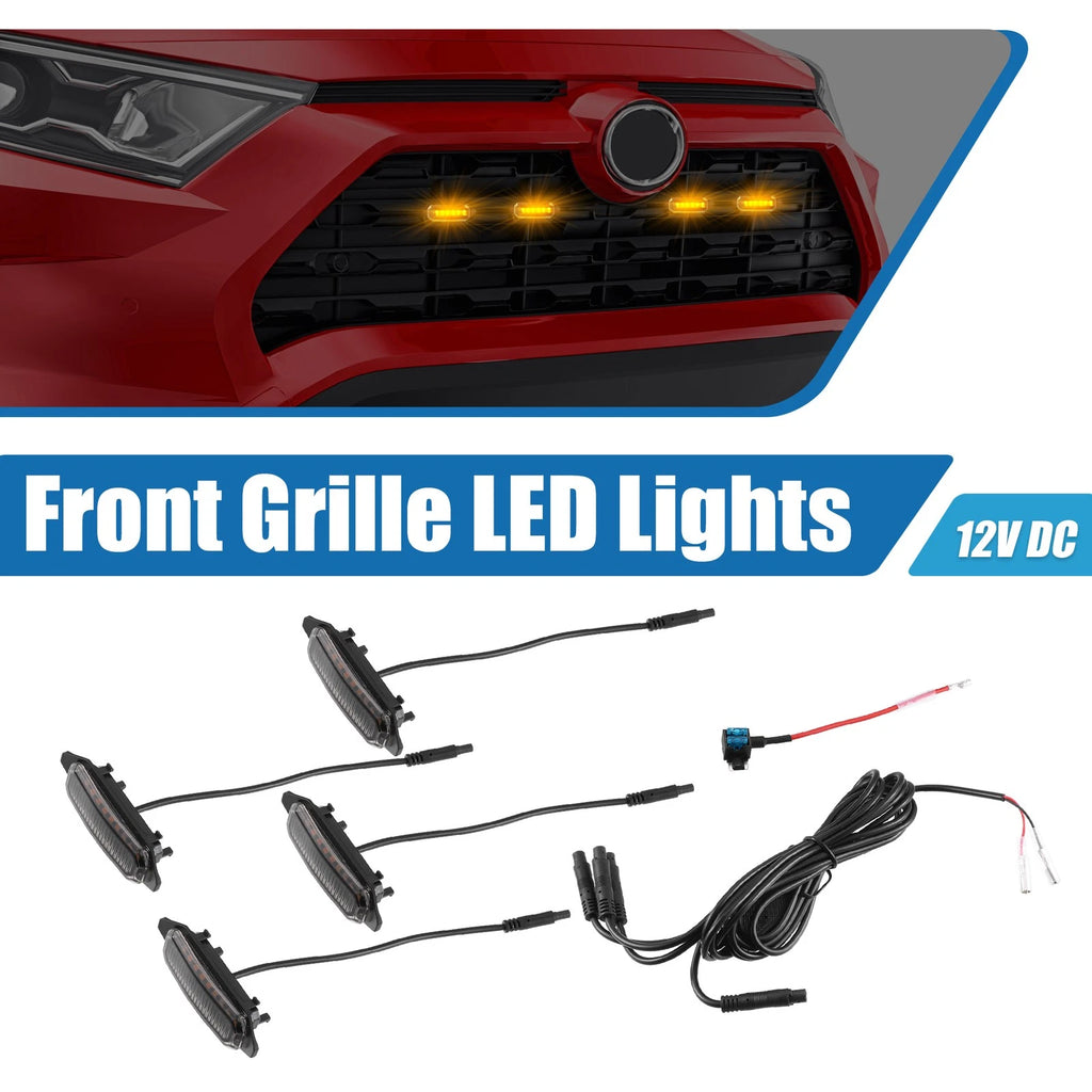 Front Grille LED Light Set for Toyota RAV4 (2019–2022) Amber Black