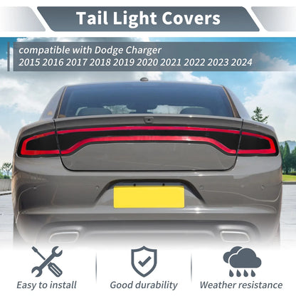 Tail Light Cover Tail Light Guard for Dodge Charger (2015–2024) ABS Smoked