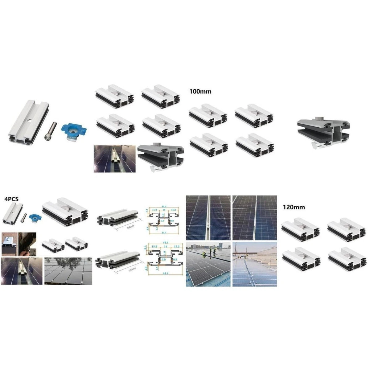 4X Solar Panel Centre Clamp with Pre Drilled Holes for Quick Installation