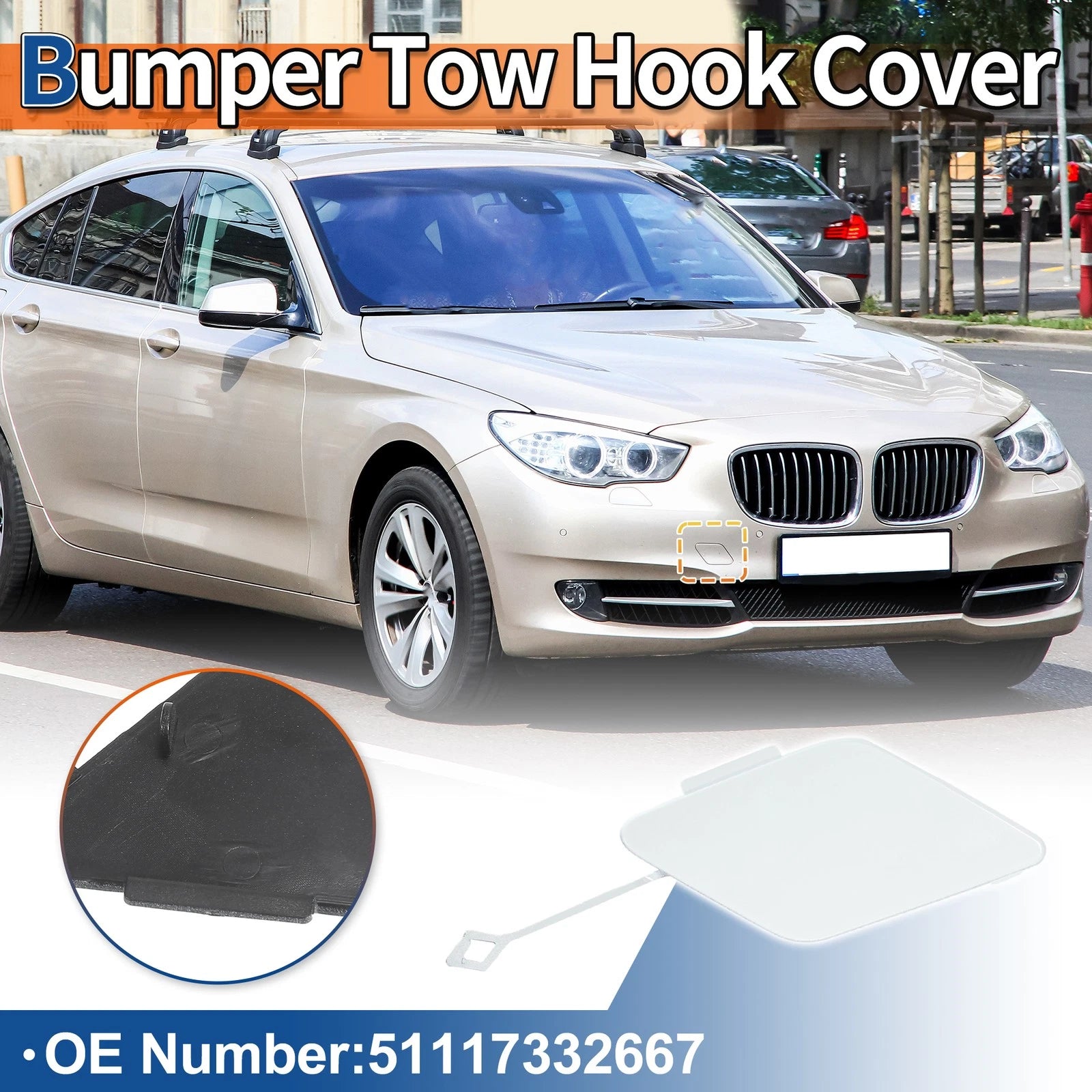 Front Right Tow Hook Cover for BMW 535i 550i GT (2010–2016) Replacement