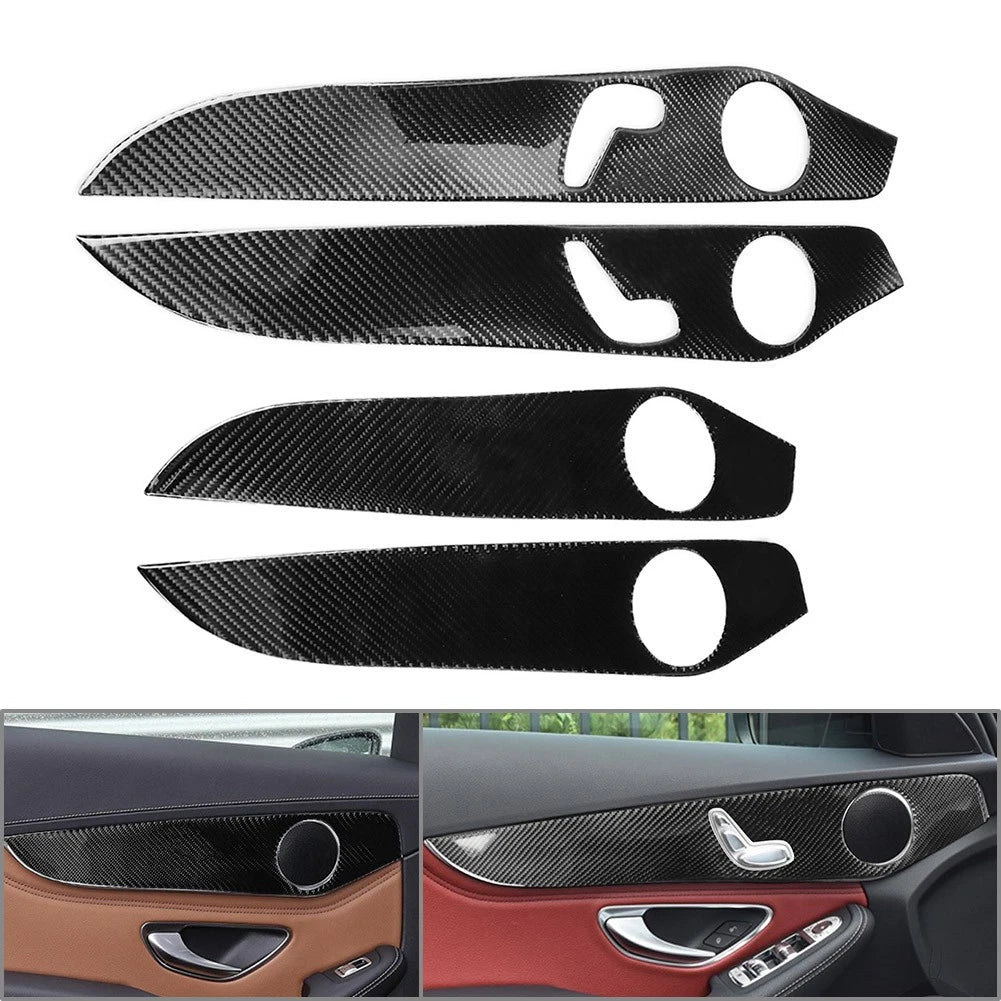 Inner Door Panel Cover Trim for Benz C Class W205 (2014–2021) Carbon Fiber Black
