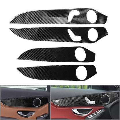Inner Door Panel Cover Trim for Benz C Class W205 (2014–2021) Carbon Fiber Black