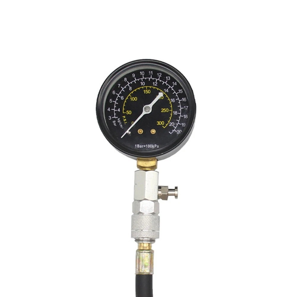 Engine Compression Test Kit with 0-300 PSI Gauge Metal Plastic Construction