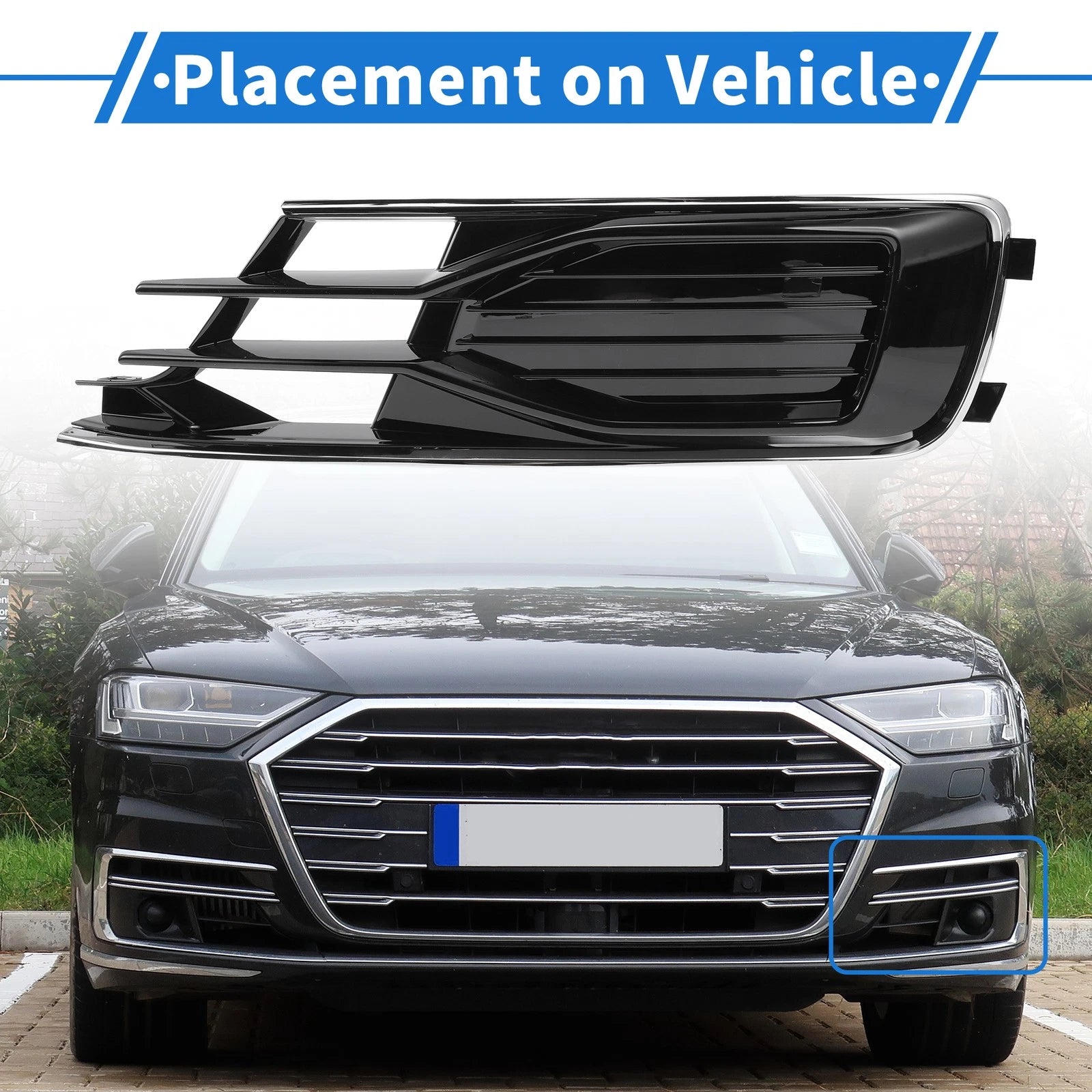 Front Left Fog Light Grill Replacement for Audi A6 C7 (2014–2018)