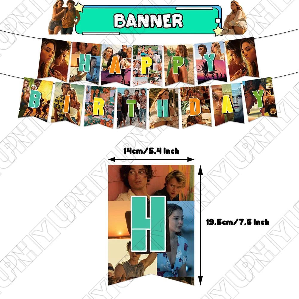 32pcs Outer Banks Party Decorations Including Banners, Cake Toppers, Balloon