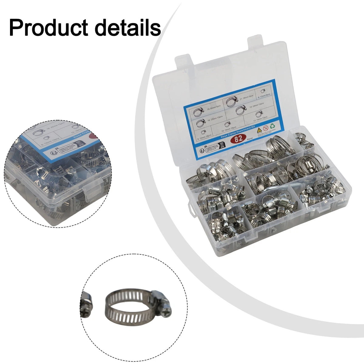 82 PCS Adjustable Stainless Steel Hose Clamps for Efficient Use