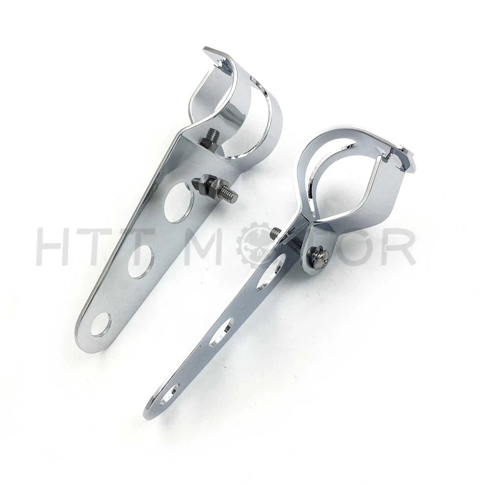 2X Headlight Brackets for Motorcycle (28mm-38mm Forks) Chrome