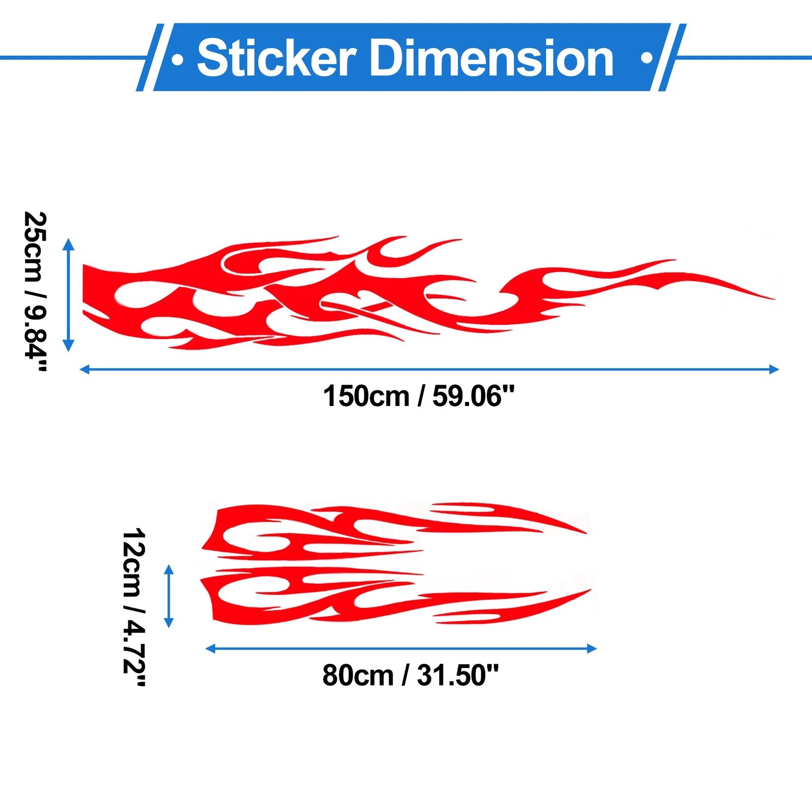 2 Pair Waterproof Red Flame Pattern Car Bumper Sticker Decal
