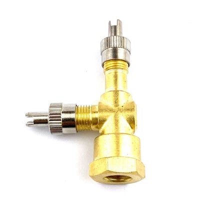 TPMS Valve Tee Adapter with 4 Air Release Valves for Motorcycle and Car