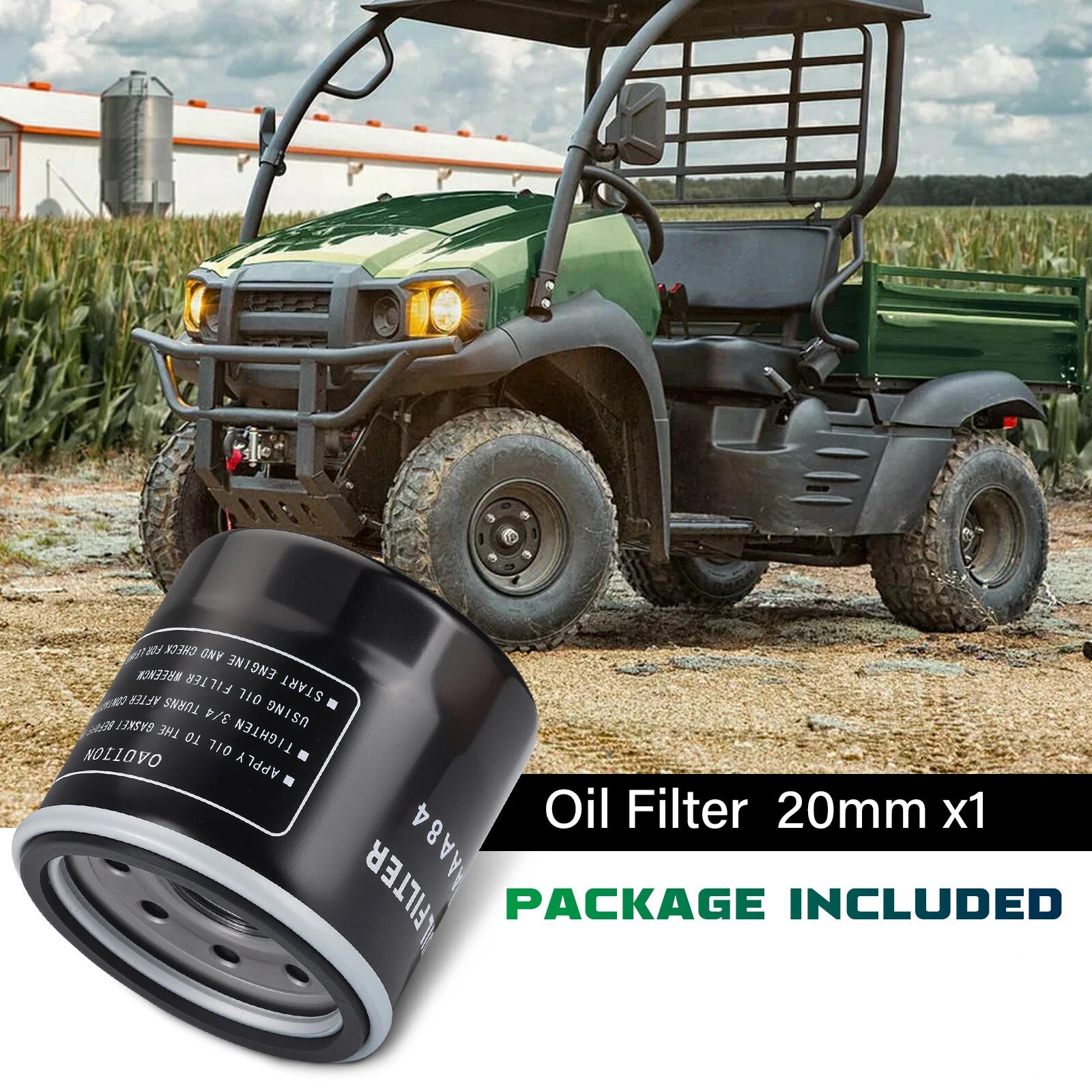 Oil Filter 20mm for Kawasaki KAF300 KAF400 KAF620 KAF622 KAT620 (1991–2024)