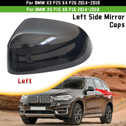 Left Gloss Black Side Wing Mirror Cap for BMW X3 X4 X5 X6 (2014–2018)