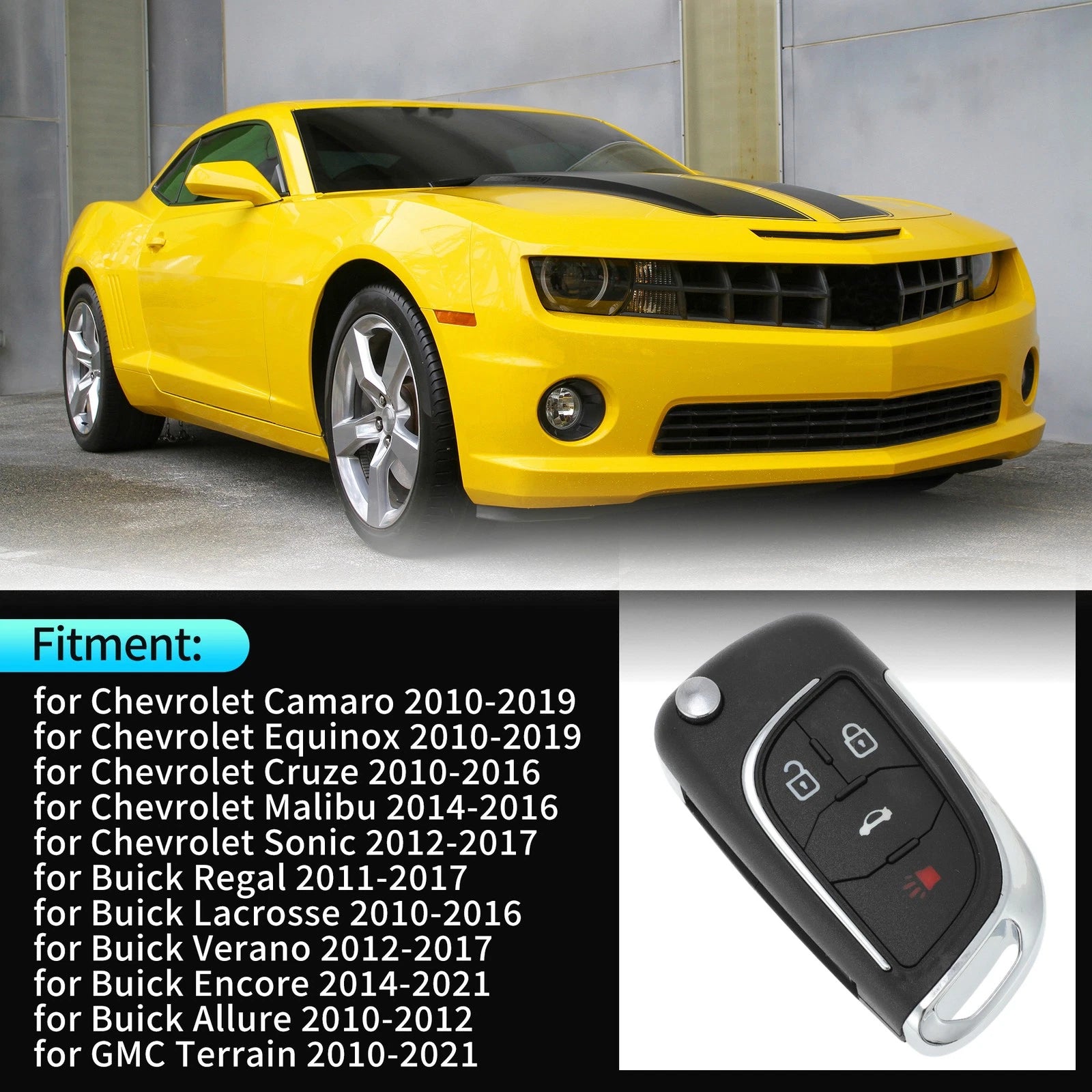 Key Fob Shell Case Replacement for Chevrolet Camaro Equinox (2010–2019)