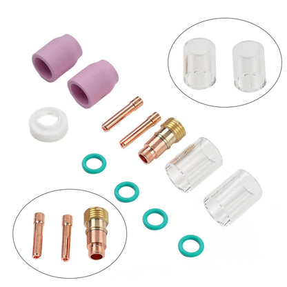 12Pcs TIG Welding Torch Stubby Gas Lens #10 Pyrex Glass Cup Kit for WP-17/18/26