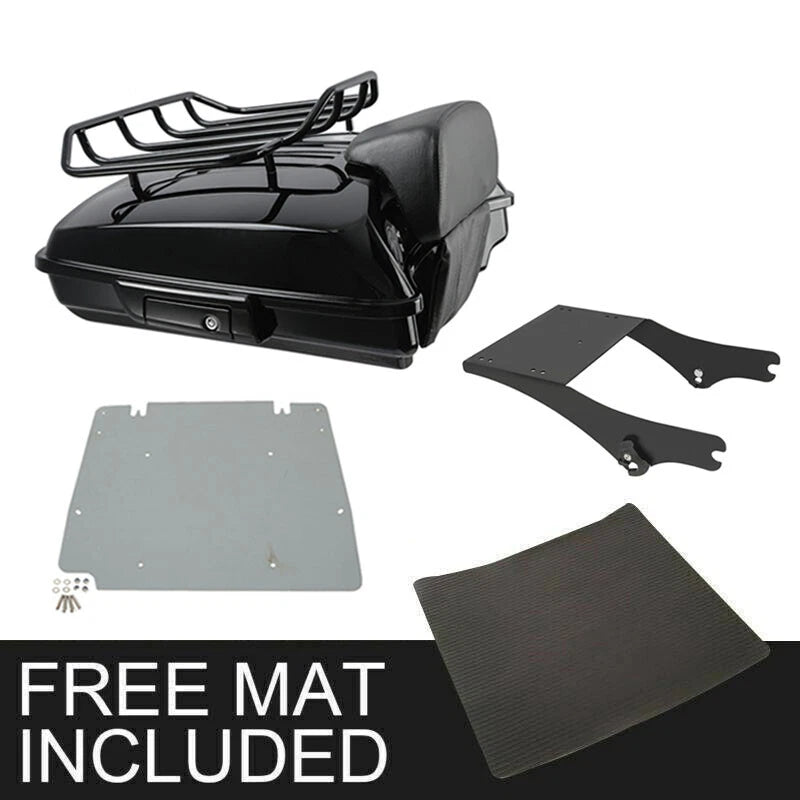 Black Razor Trunk Backrest Mount & Base Plate for Harley Electra Glide (1997–2008)