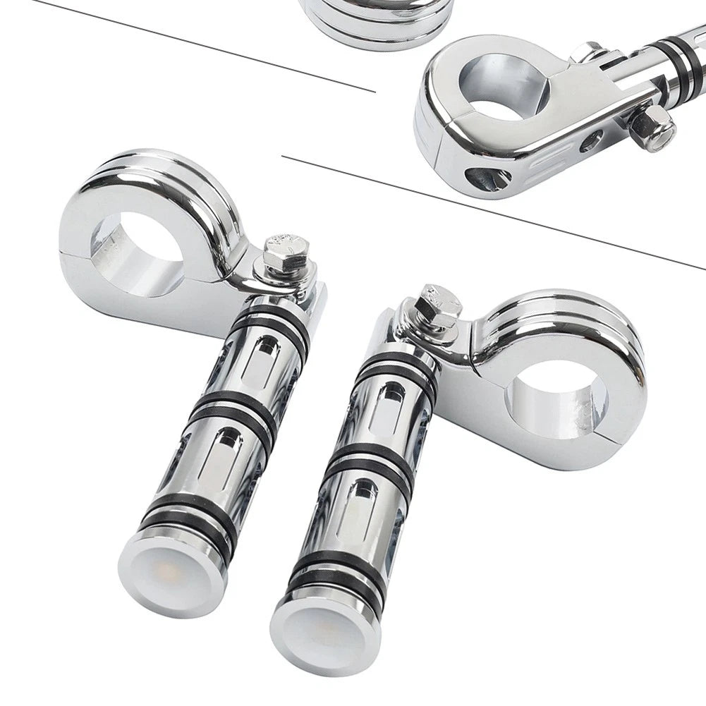 Engine Guard Bar Foot Pegs for Harley & Yamaha (25-32mm) Chrome
