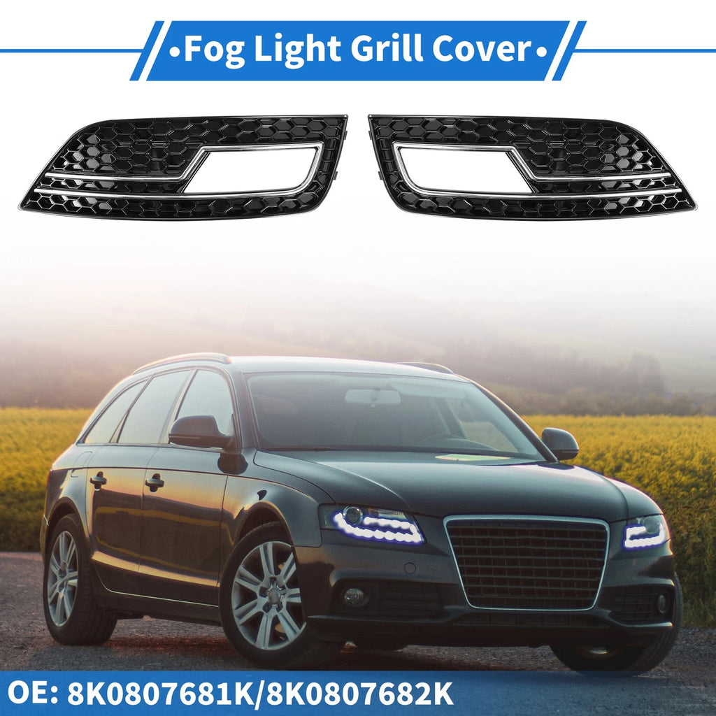 Front Fog Light Grill Pair Replacement for Audi A4L B9 S4 RS4 (2013–2016)