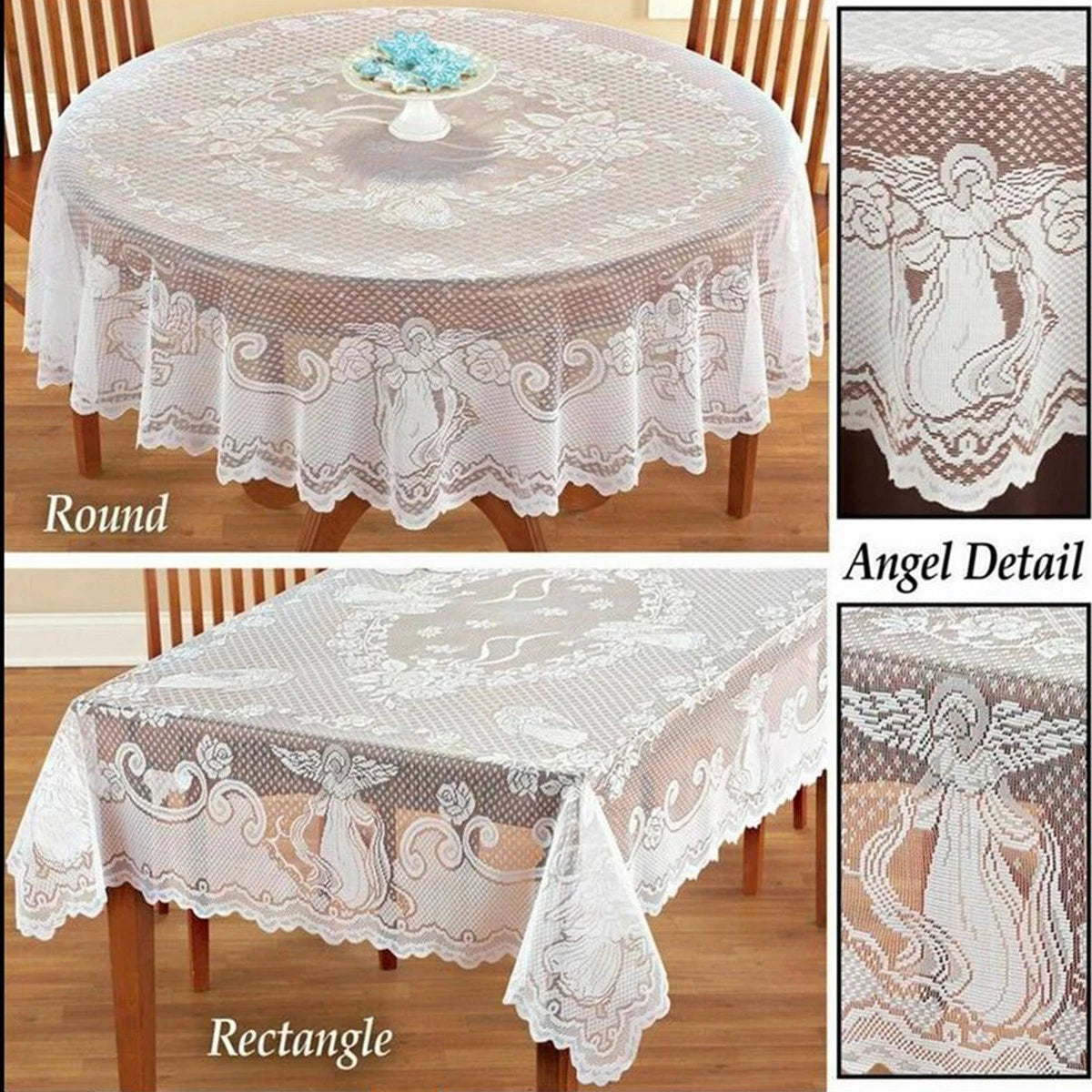 White Lace Rectangular Tablecloth for Parties