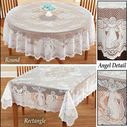 White Lace Rectangular Tablecloth for Parties