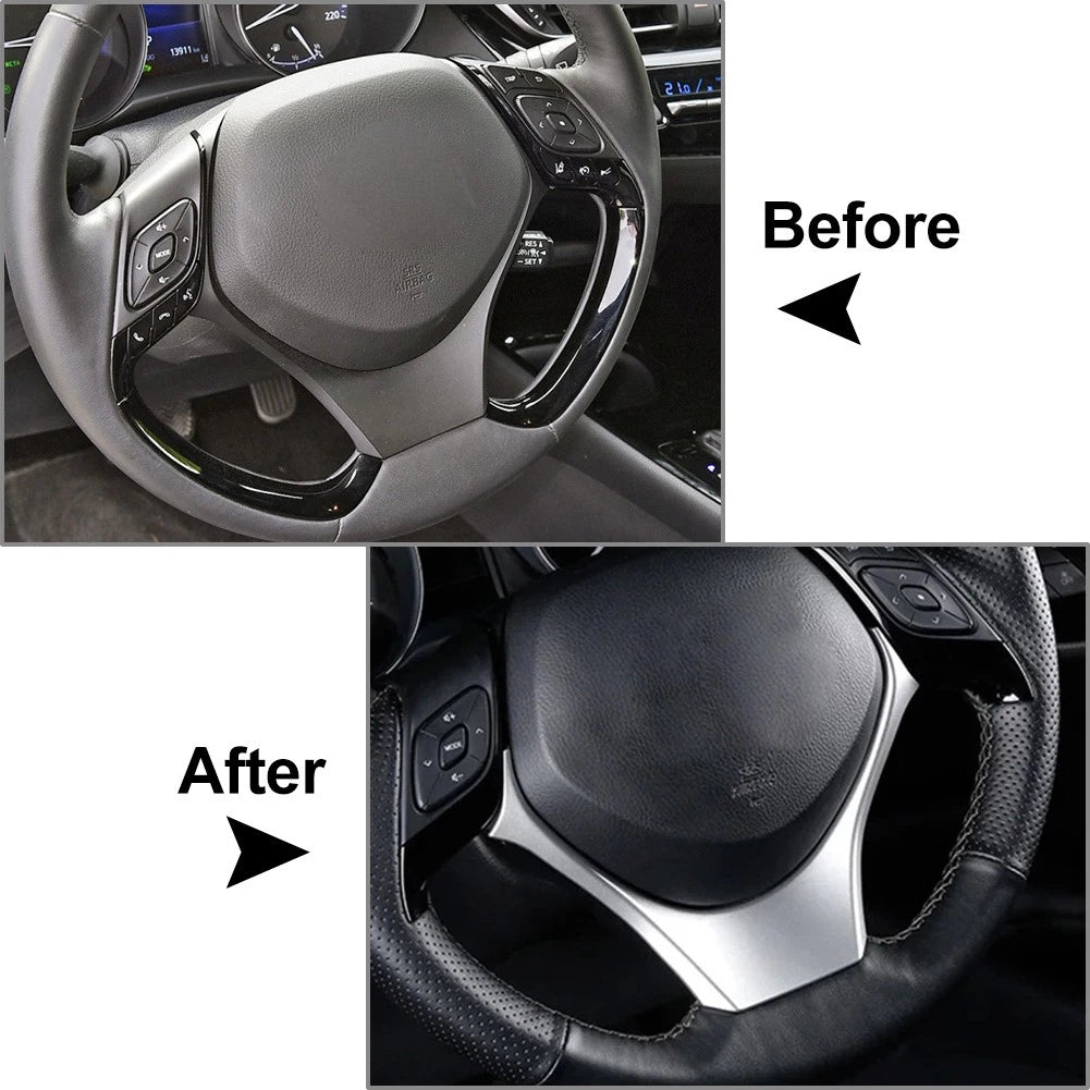 Silver Steering Wheel Panel Trim for Toyota CHR (2016–2023)