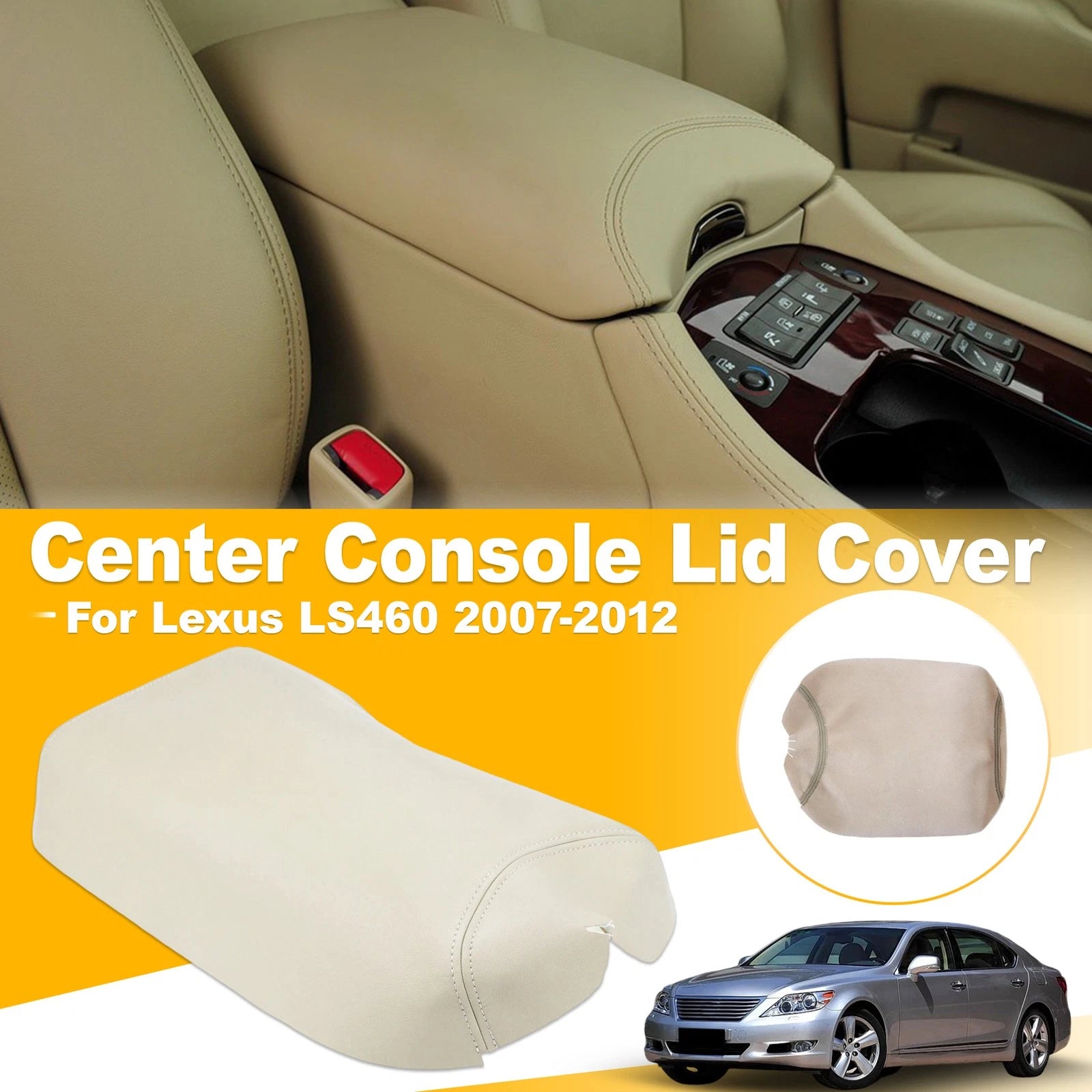 Center Console Armrest Lid Cover for Lexus LS460 (2007–2012) Beige Leather