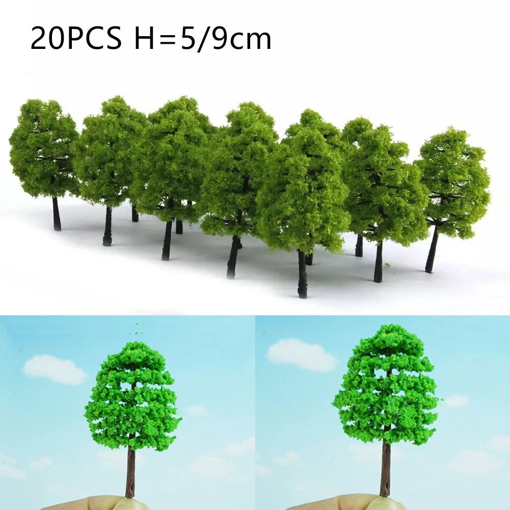 20pcs Model Trees for Train Railroad Diorama (1:100 Scale)