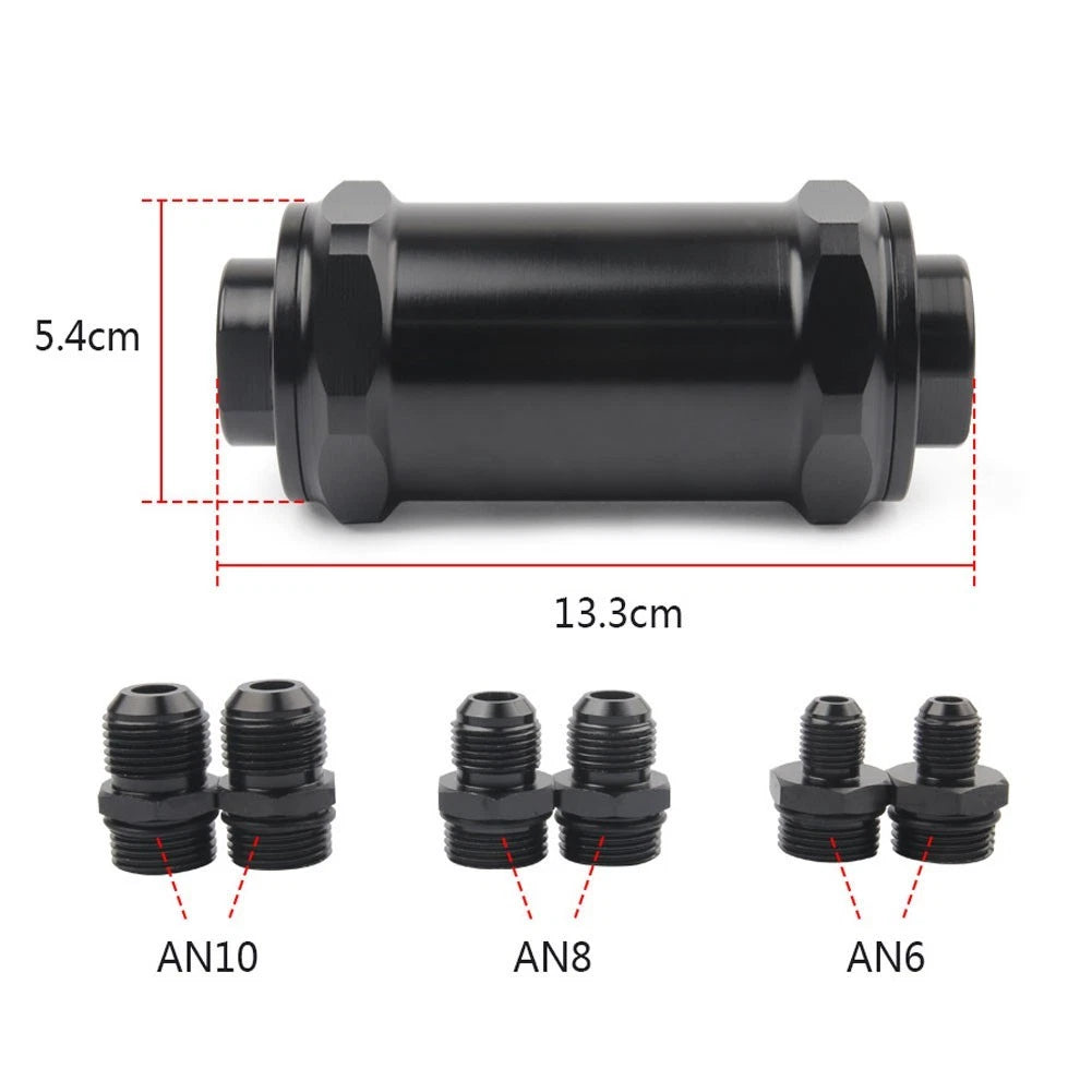 Inline Fuel Filter for - Billet Aluminum, 100% Stainless Mesh