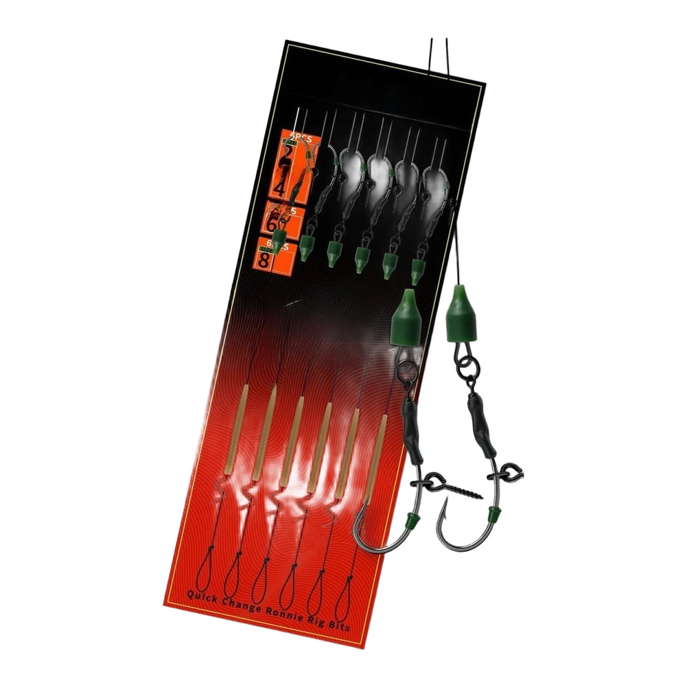 6X Carp Ronnie Rig Hooks for Quick Change (High Carbon Steel)