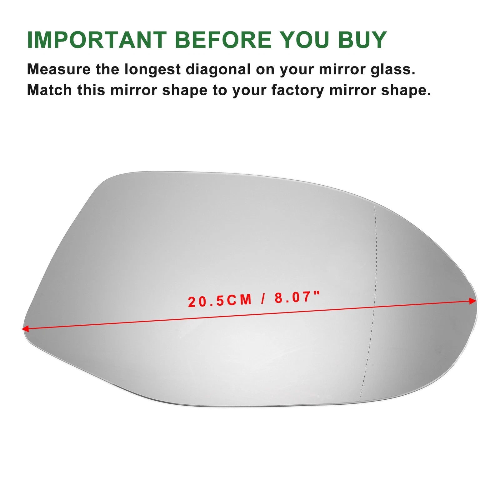 Heated Right Side Mirror Glass Replacement for Audi A7 (2010–2018)