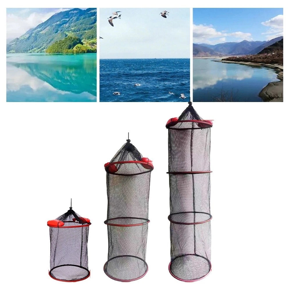 Nylon Fishing Cage with Buoy for Secure Catch (Multiple Sizes)