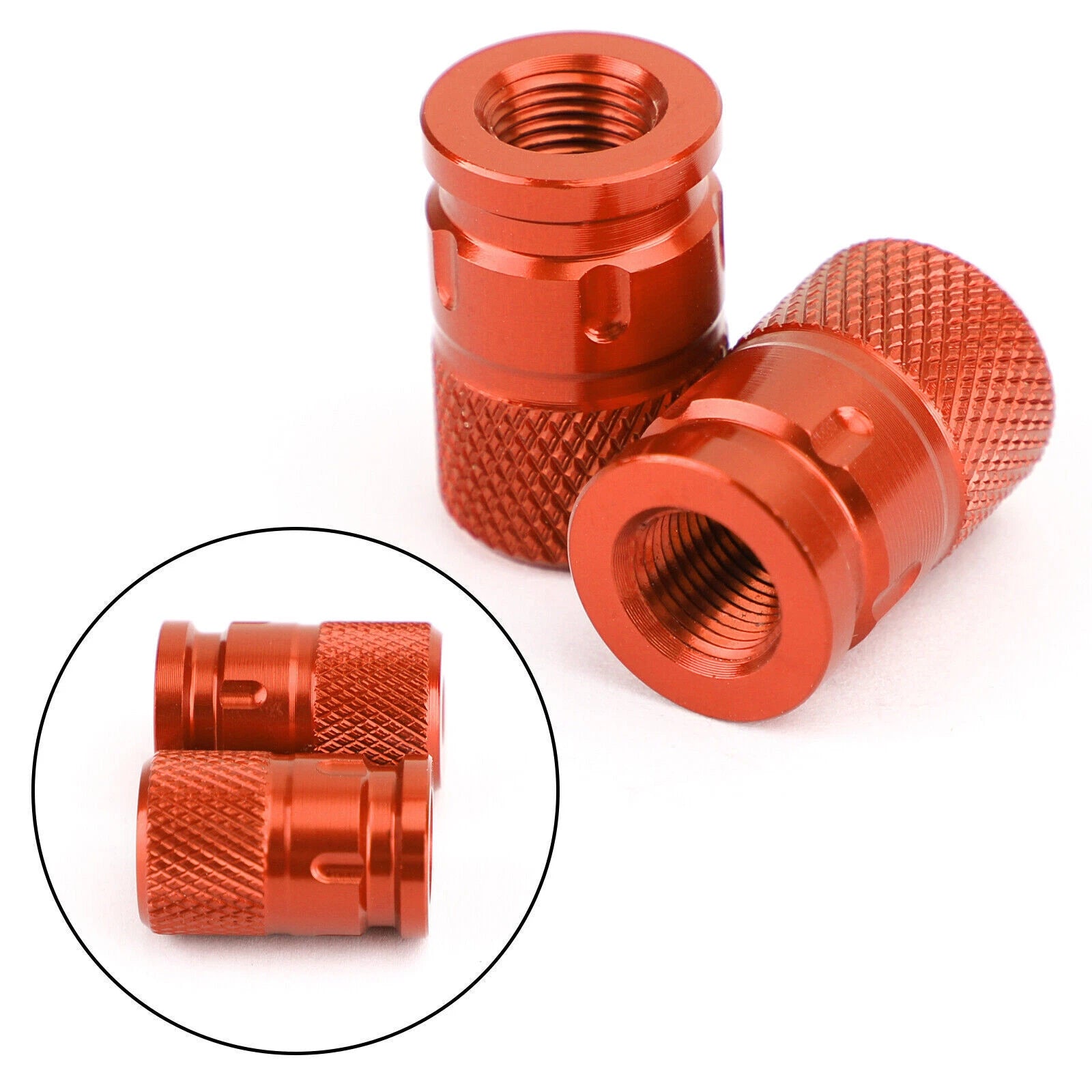 2X CNC Orange Anti-Theft Tire Valve Stem Caps for Car Truck Bike Motorcycle T9