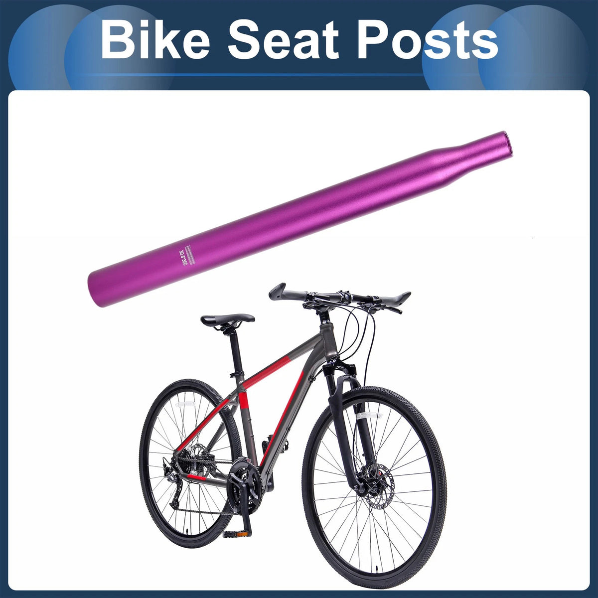 Seat Post 30.8x350mm Lightweight Replacement for Bike Tube Purple (2000–2026)
