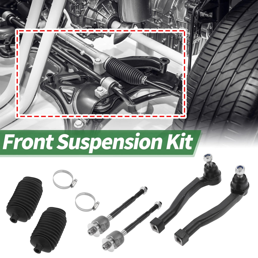 6 Pcs Front Inner Outer Tie Rod Ends Kit with Boots for Suzuki Swift (2010–2017)