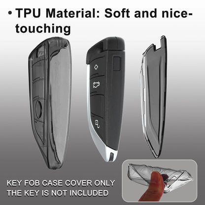 TPU Key Fob Remote Cover for BMW 1 2 3 5 6 Series Translucent Black (2012–2024)
