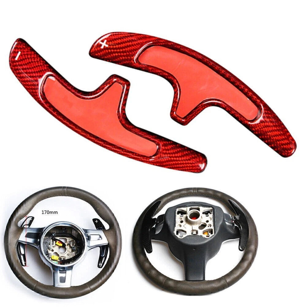 Shift Paddle Extension for Porsche Boxster 991/Cayman 981 (2012–2019) Red Carbon