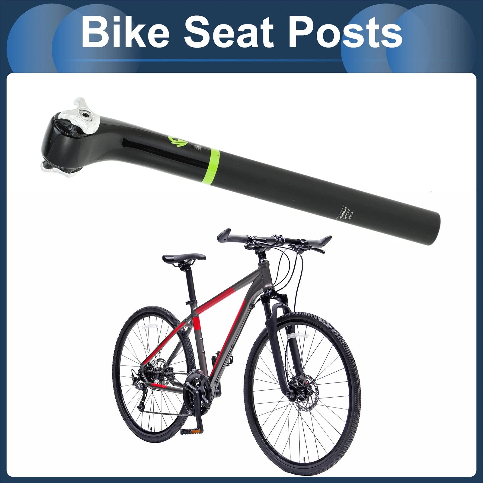 Seat Post for Bike 30.8x350mm 20 Degree Offset Offset Black Matte Green (—)