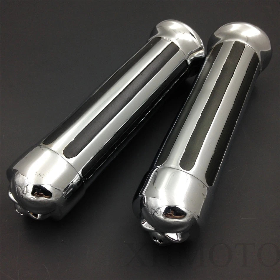 Skull Zombie Hand Grips 1" 25mm for Harley Sportster Cruiser (Chrome)