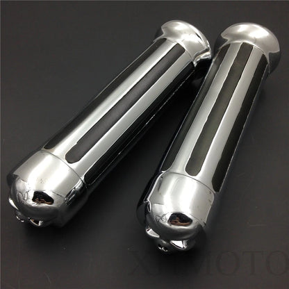 Skull Zombie Hand Grips 1" 25mm for Harley Sportster Cruiser (Chrome)