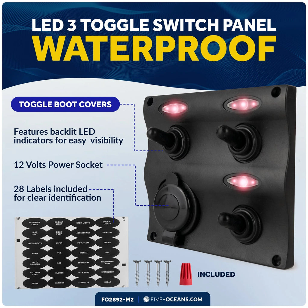 2X Toggle Switch Panel with Power Socket for Universal Applications