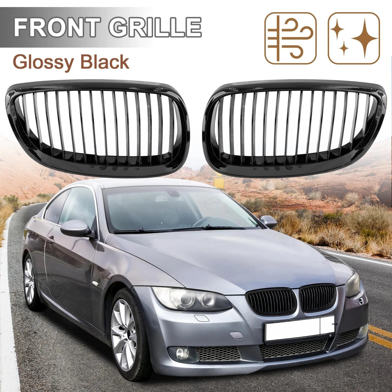Front Gloss Black Kidney Grille for BMW 3 Series E92 (2007–2010) 2 Door