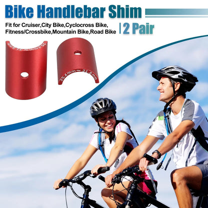 Handlebar Shim Spacer Set 25.4 to 31.8mm for Bike Stem (Red) (1 Pair)