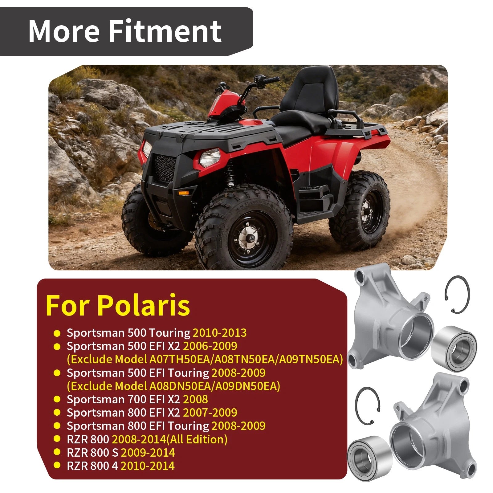 Rear Hand Wheel Carrier & Bearings Kit for Polaris RZR 800 (2008–2014) 5134984 5134985