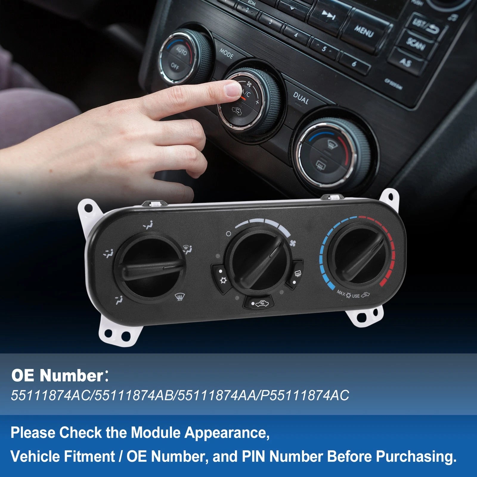 A/C Heater Climate Control Switch Module for Dodge Caliber (2007–2012) No. 55111874AC