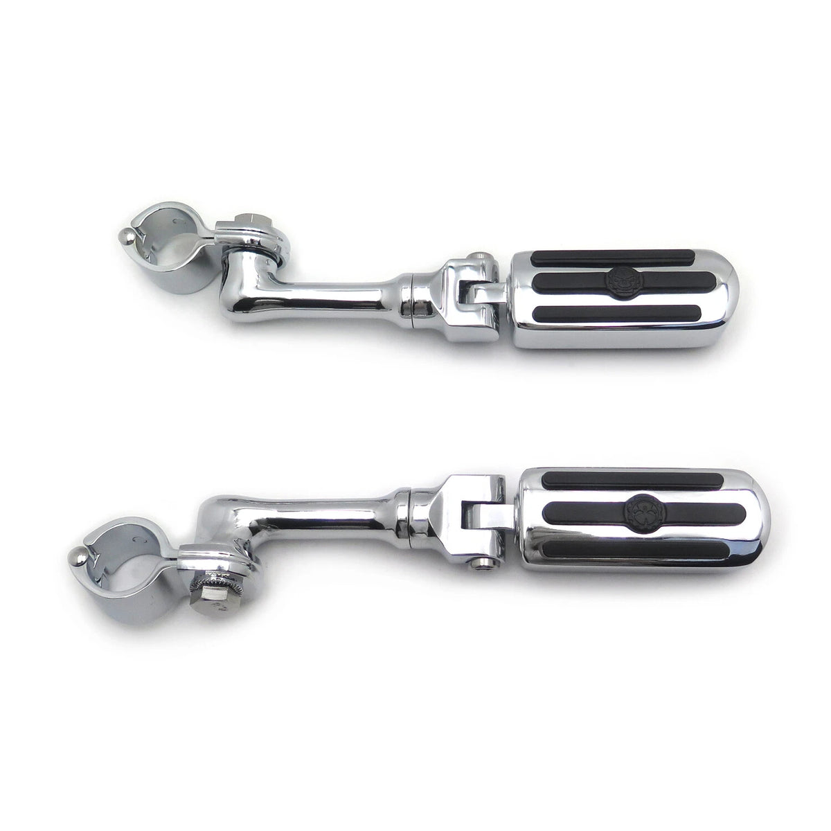 Chrome Groove Skull Footpeg Rest for Harley Sportster (4.5", 1.25")