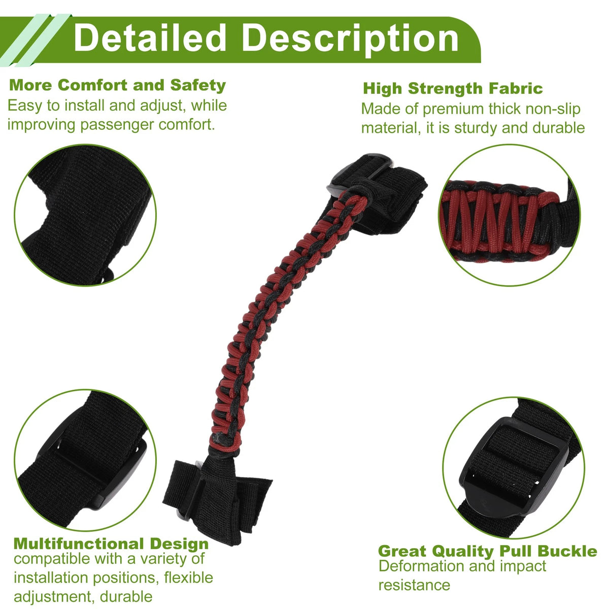 Roll Bar Grab Handles for Jeep Wrangler (2024–2025) Red