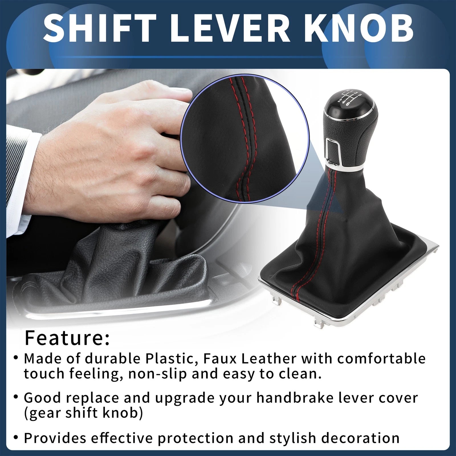 6 Speed Gear Shift Knob Replacement with Cover for VW Passat (2013–2021)