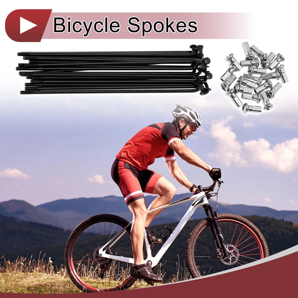 Bicycle Spokes Set Replacement 127mm Carbon Steel Black for 13G Wheel
