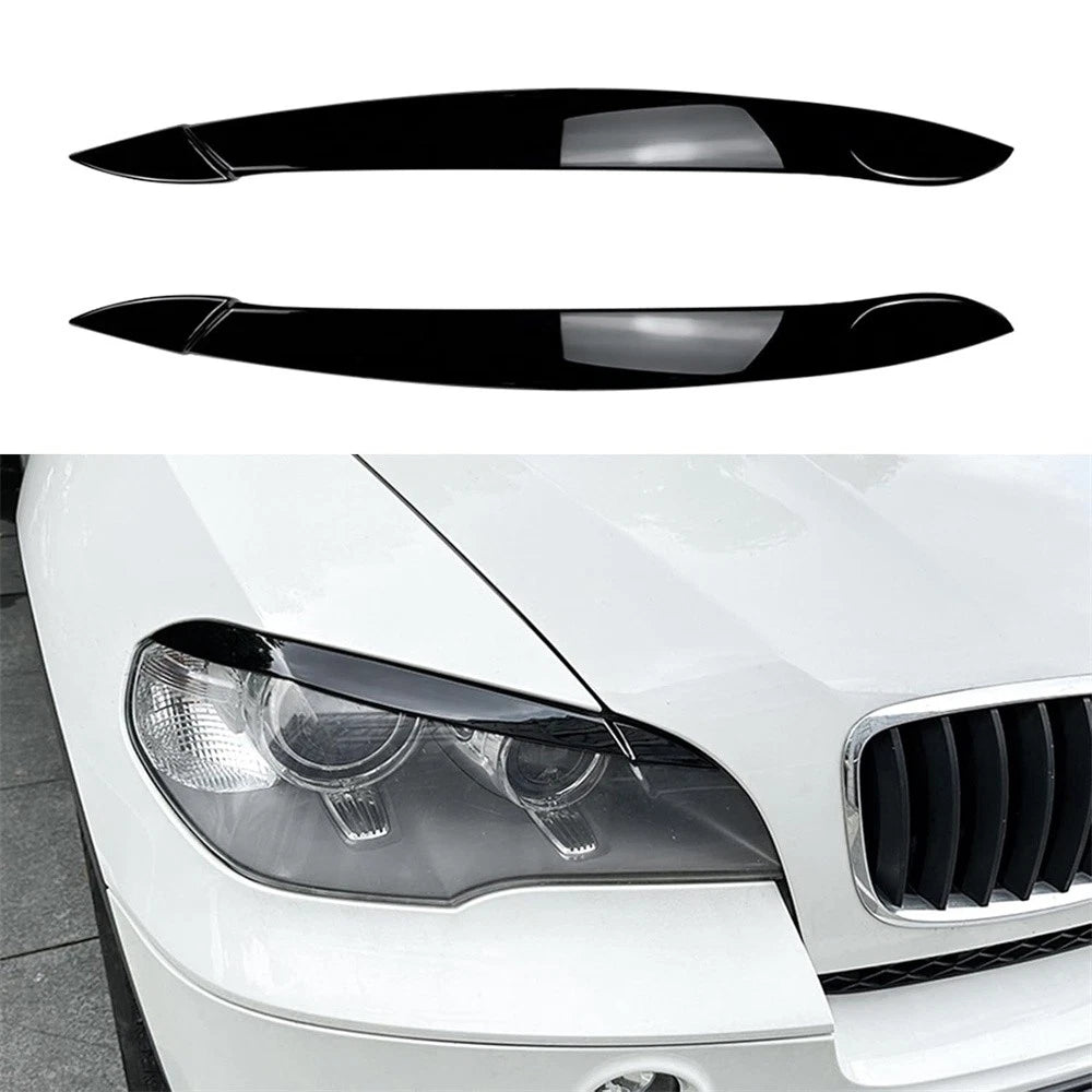 Headlight Eyelid Trim Cover Gloss Black for BMW X5 E70 (2008–2013)